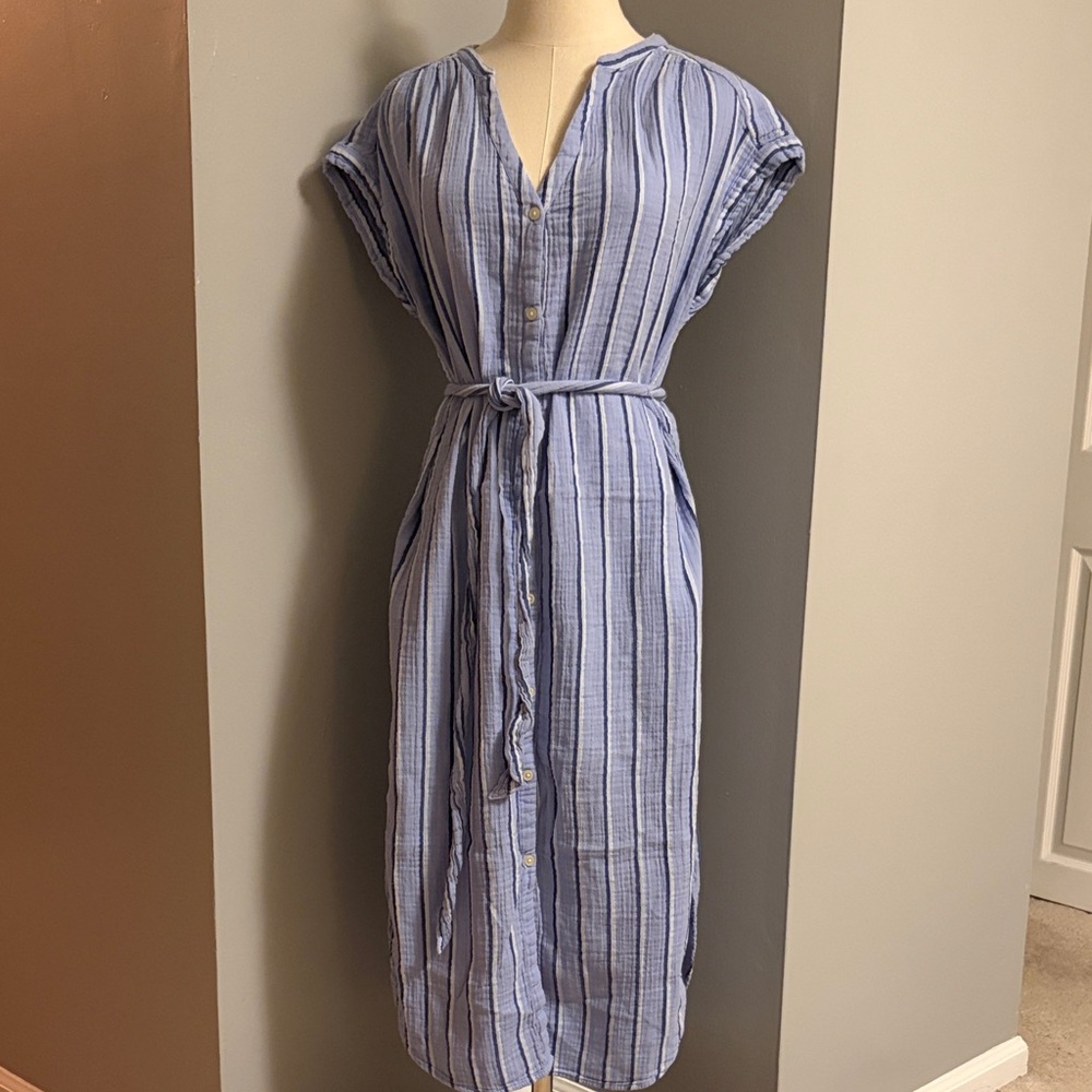 GAP Blue Button-Down Midi Dress